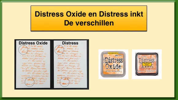 Vergelijking Tim Holtz Distress Oxide Inkt en Distress Inkt