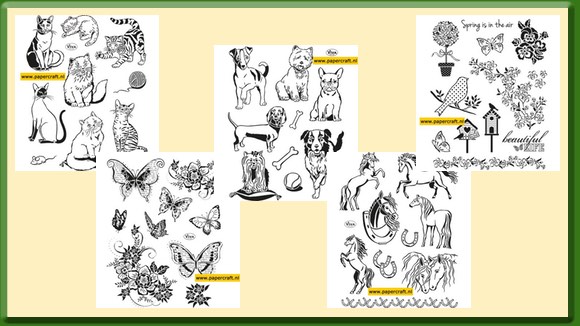Viva Decor stempels Vlinders, Honden, Katten, Paarden