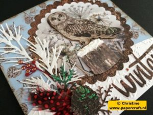 Kerstkaart met Uil van het blok Christmas Nature