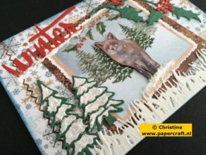 Kerstkaart met Vos van Papierblok Christmas Nature Van CraftEmotions
