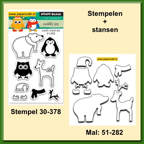 Penny Black Stempel Cuddly Joy en Mal Cuddly Winter