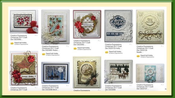 Voorbeeldkaarten Creative Expressions Kerst 2017
