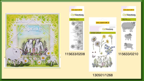 CraftEmotions Stempel Lammetjes Voorbeeldkaart