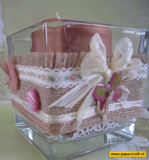 Kaars in glas met Jute als Sfeerlichtje