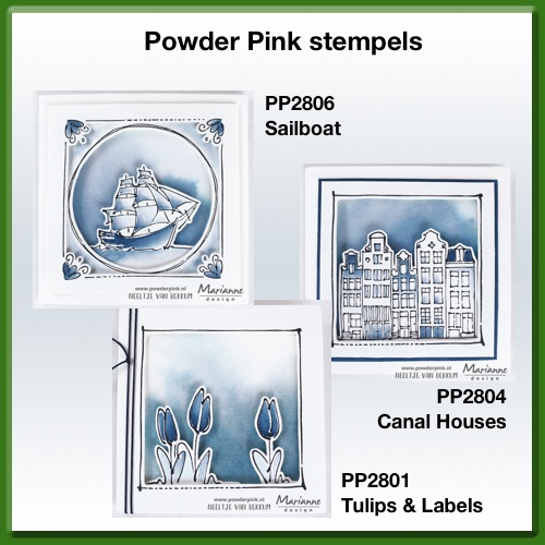Powder Pink Stempels Delfts Blauw