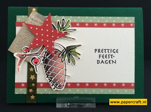 Shadowpainting Kerstkaart met Denneappel